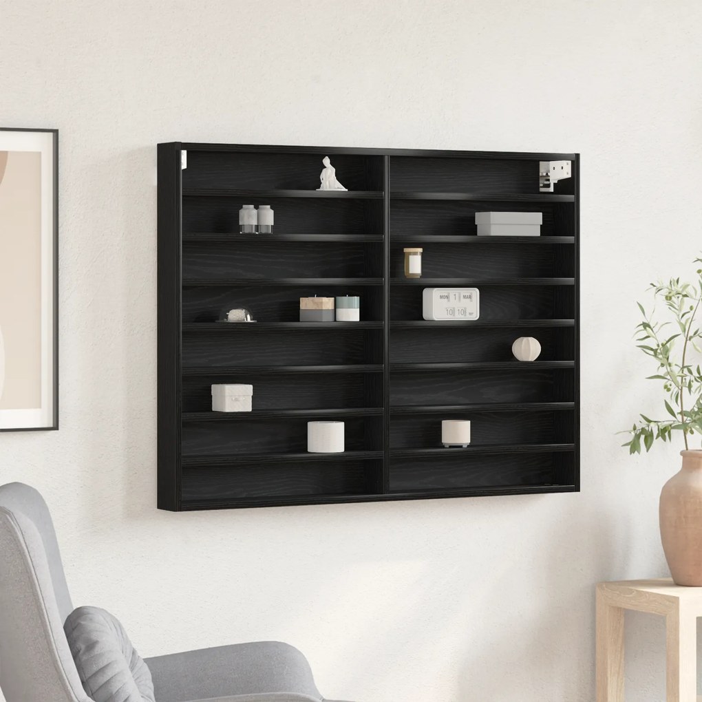 vidaXL Βιτρίνα με ράφι Μαύρη δρυς 100 x 8.5 x 75 cm Επεξεργασμένο ξύλο