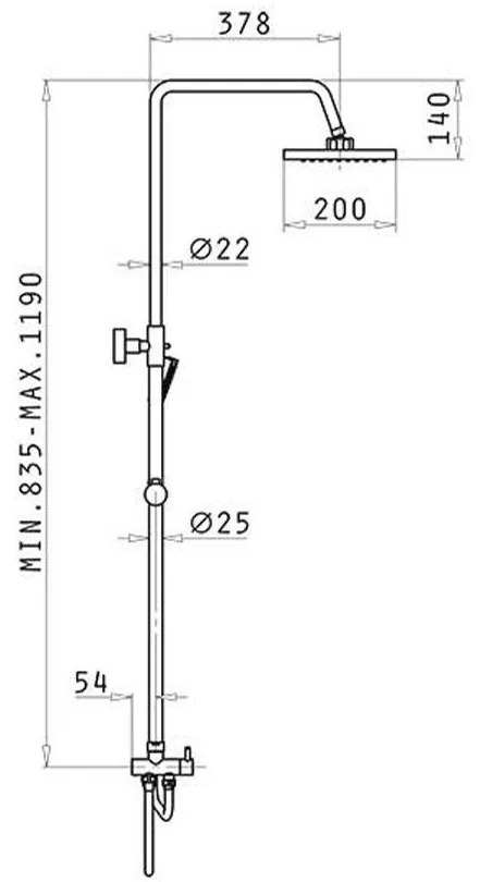 Σύστημα ντους Universal Χρωμέ 20x33x83.5 εκ.