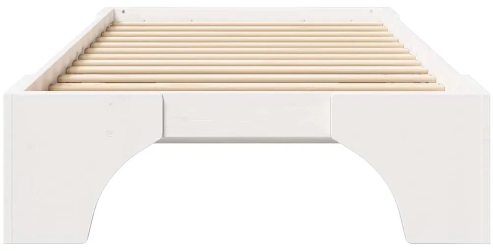 vidaXL Σκελετός Κρεβατιού Λευκό 207 x 97 x 30 εκ. Μασίφ ξύλο πεύκου