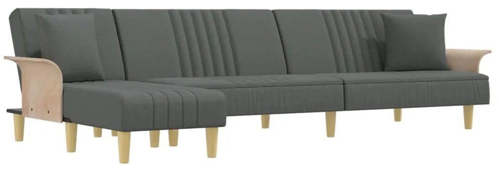 Καναπές Κρεβάτι Γωνιακός Σκ. Γκρι 279x140x70 εκ. Υφασμάτινος - Γκρι