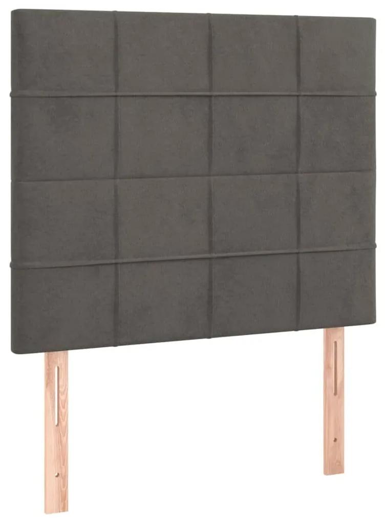 Κρεβάτι Boxspring με Στρώμα Σκούρο Γκρι 90x200 εκ. Βελούδινο - Γκρι