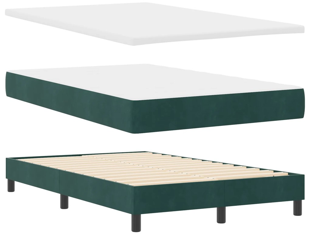 vidaXL Κρεβάτι Box Spring με Στρώμα Σκούρο Πράσινο 120x200 εκ. Βελούδο