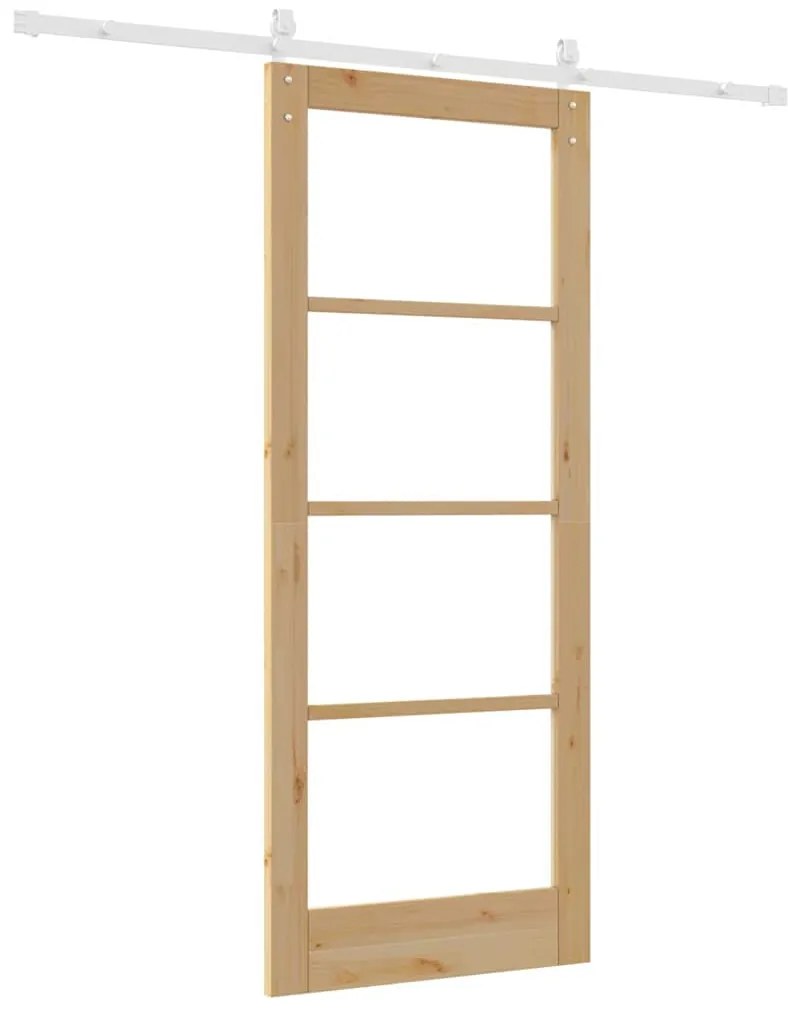 vidaXL Συρόμενη Πόρτα ORKDAL Καφέ 83 x 202 εκ. Μασίφ ξύλο πεύκου