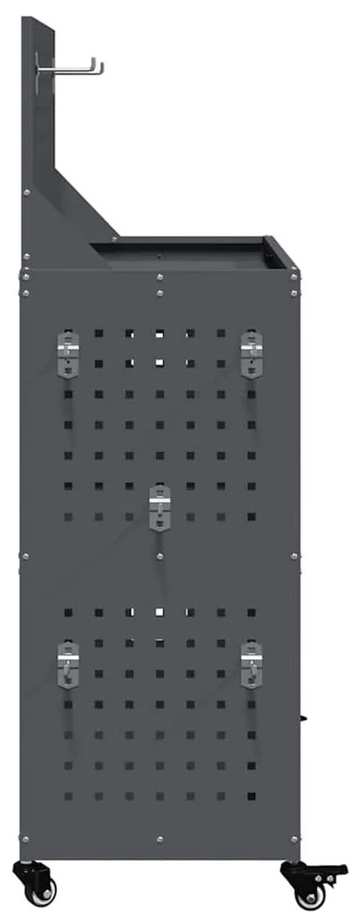 vidaXL Καρότσι εργαλείων με ράφι με τροχούς Ανθρακί 65 x 35 x 111 εκ