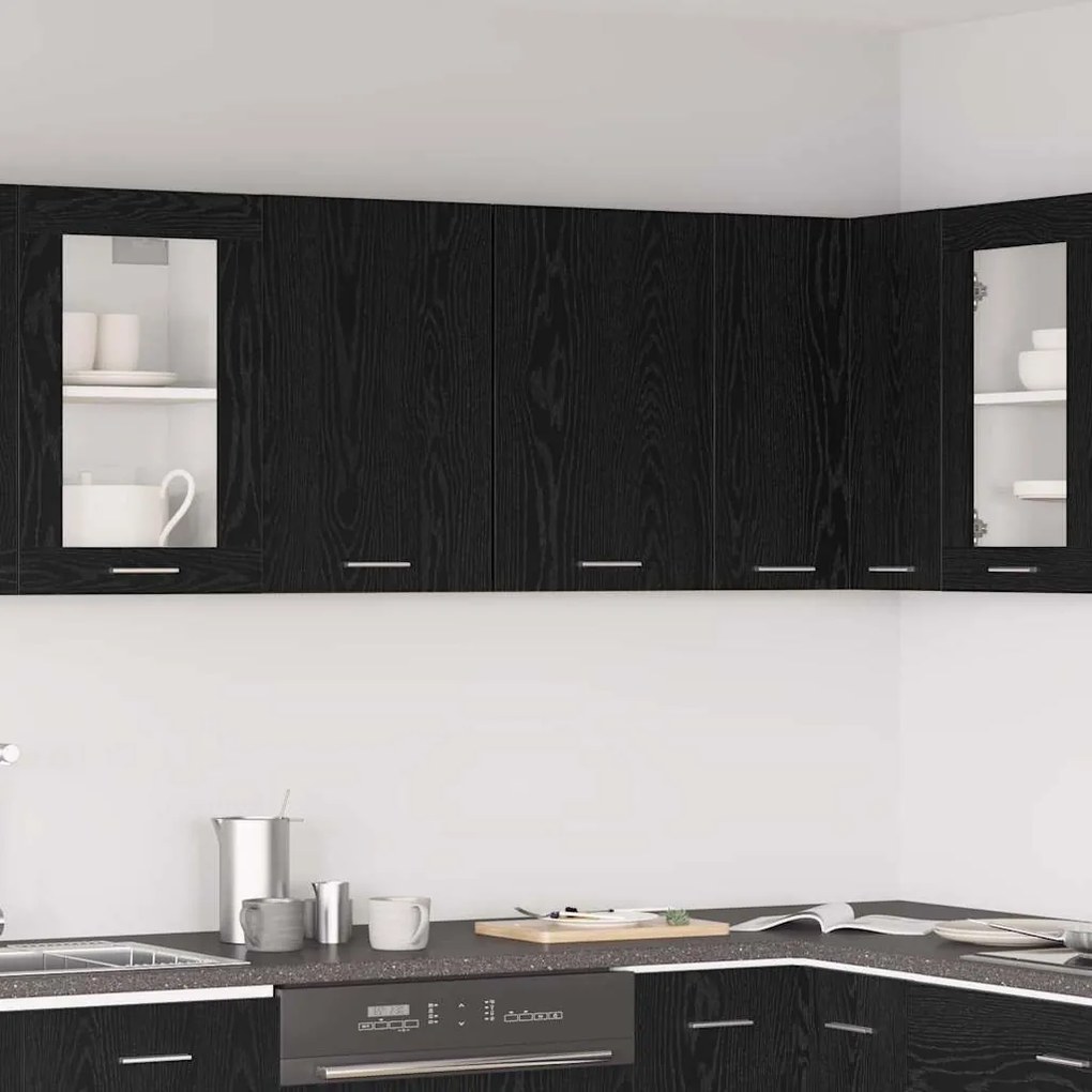 vidaXL Κρεμαστό ντουλάπι Μαύρη δρυς 80 x 31 x 60 εκ Επεξεργασμένο ξύλο