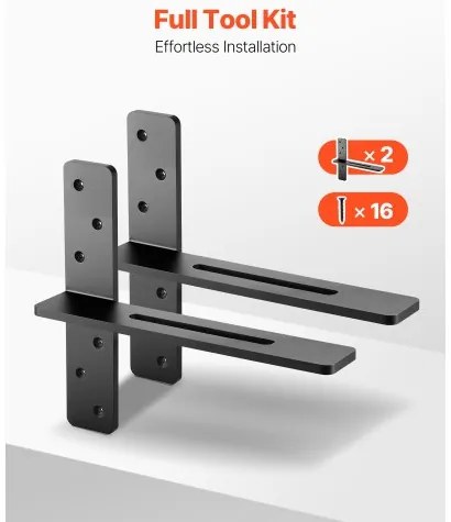 VEVOR 2 Pcs Shelf Brackets 14 inch / 355.6 mm Heavy Duty Floating Shelf Brackets