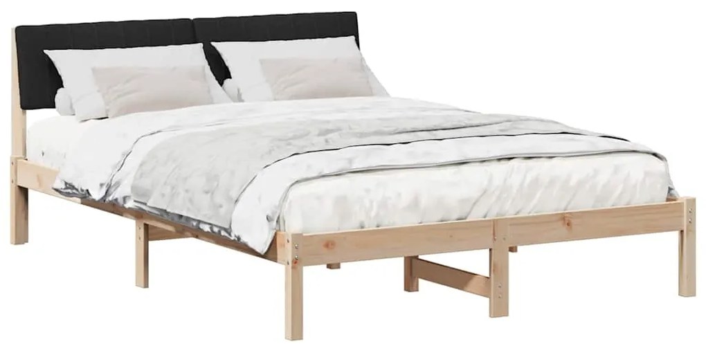 vidaXL Σκελετός Κρεβατιού με κεφαλάρι Καφέ και μαύρο 135 x 190 cm