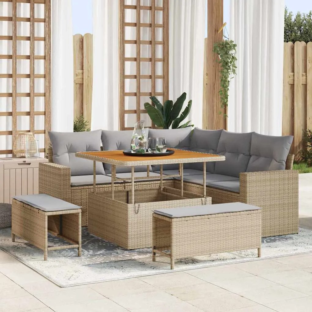 vidaXL Σετ Καναπέ Κήπου 8 pcs Μπεζ συνθετικό ρατάν