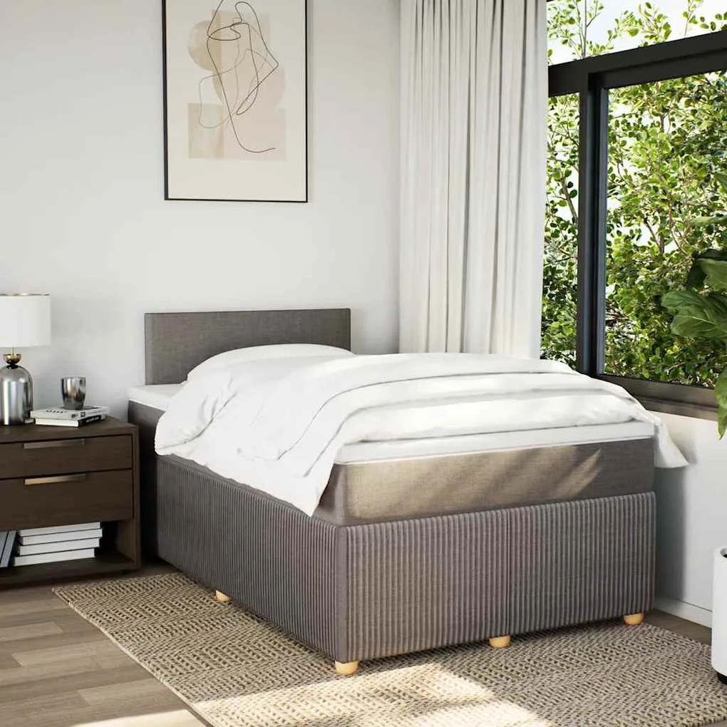 vidaXL Κρεβάτι Boxspring με Στρώμα Taupe 120x200 εκ. Υφασμάτινο