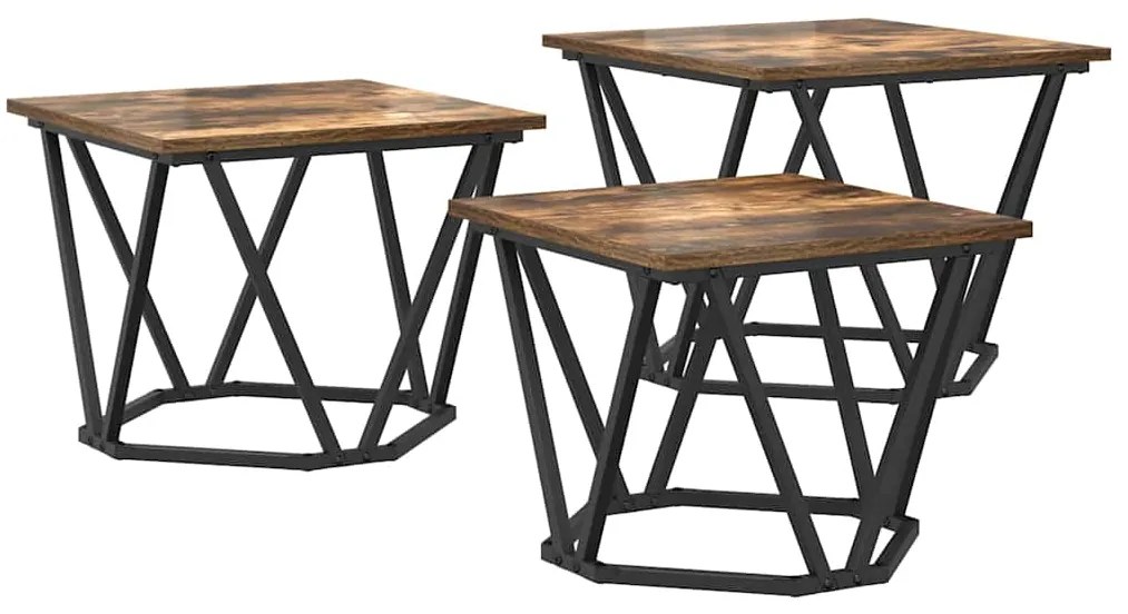 vidaXL Τραπεζάκι σαλονιού 3 pcs Καπνιστή δρυς 50 x 50 x 40 cm