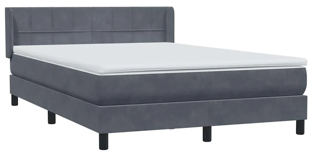 vidaXL Κρεβάτι Boxspring με Στρώμα Σκούρο Γκρι 140x210 εκ. Βελούδινο