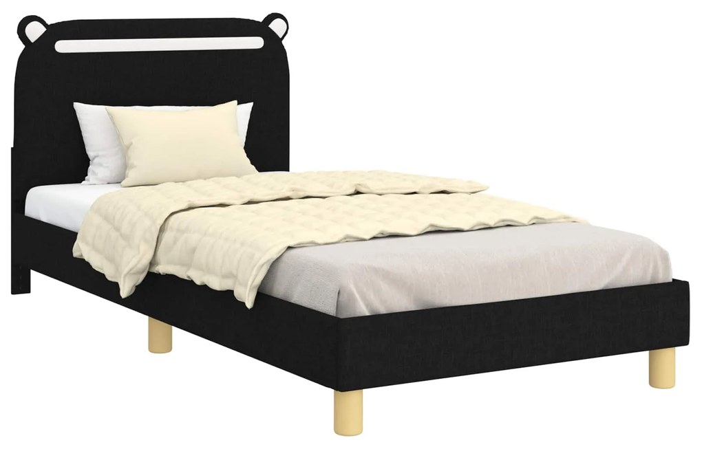 vidaXL Κρεβάτι Παιδικής Κρεβατοκάμαρας με Κεφαλάκι Μαύρο 90 x 190 cm