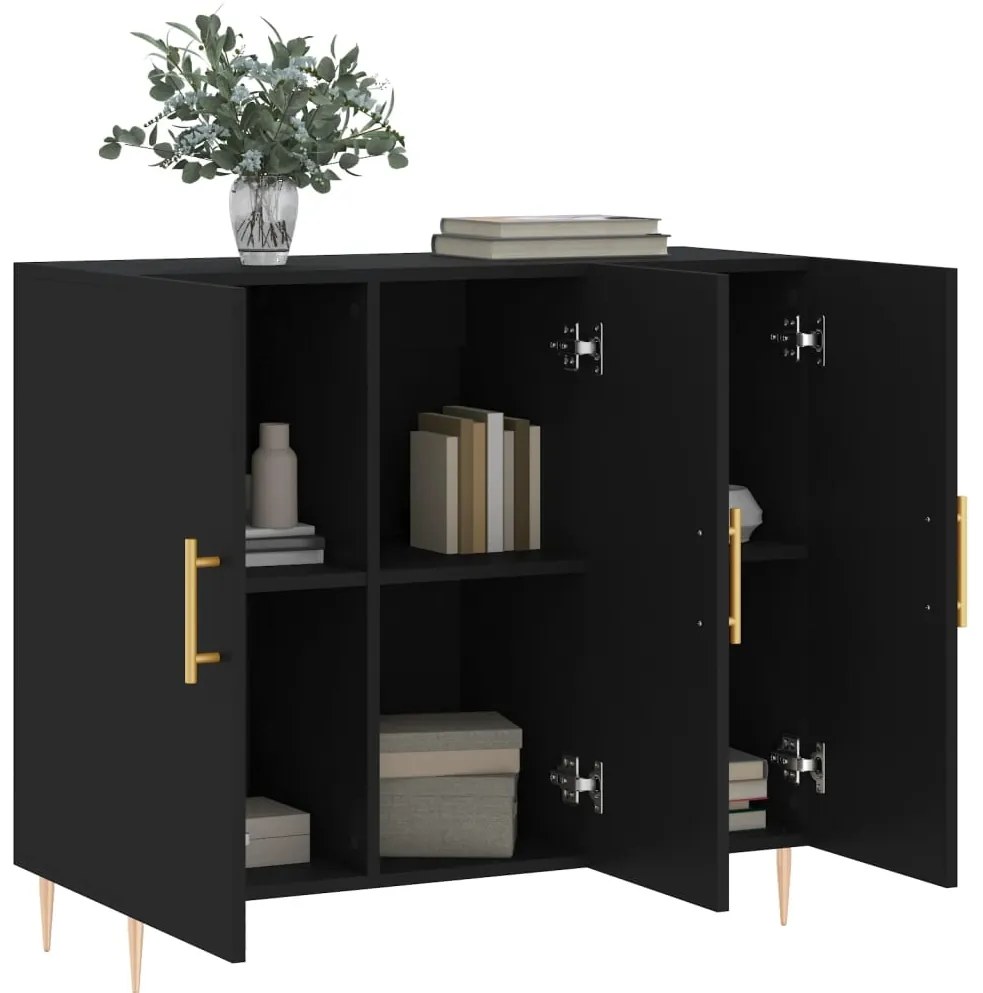 vidaXL Ντουλάπι Μαύρο 90 x 34 x 80 εκ. από Επεξεργασμένο Ξύλο