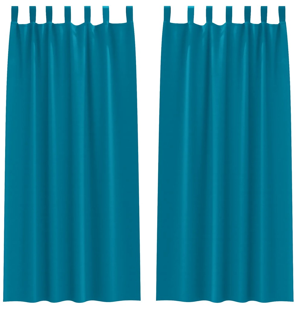 vidaXL Κουρτίνες με κουρτίνες 2 pcs Τιρκουάζ 245 x 140 εκ. Πολυεστέρας