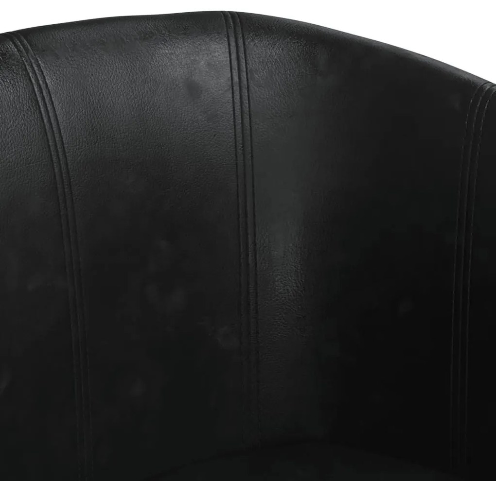 Πολυθρόνα Μπάρελ με Υποπόδιο Μαύρη από Συνθετικό Δέρμα - Μαύρο