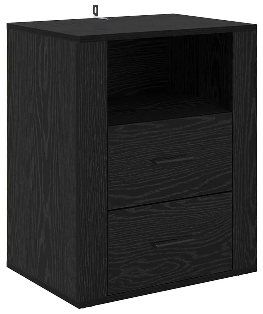 vidaXL Κομοδίνο Μαύρη δρυς 50 x 36 x 60 εκ Επεξεργασμένο ξύλο