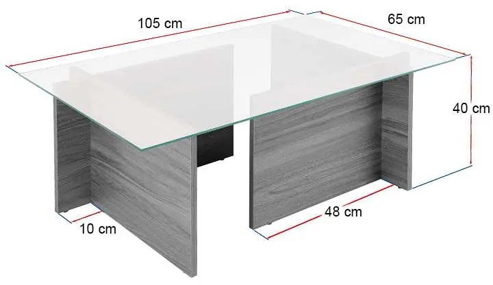 Τραπεζάκι σαλονιού Vetrino Megapap γυάλινο χρώμα travertine 105x65x40εκ.