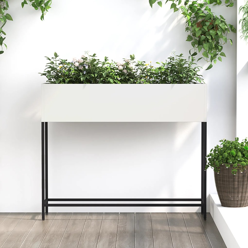 vidaXL Ανυψωμένος Κηπευτικός Κιβώτιο 100x26x82 εκ Λευκό Ατσάλι