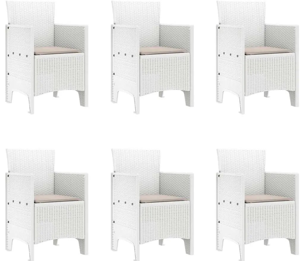 vidaXL Σέτ φαγητού για κήπο 7 pcs Λευκό Rattan Polt