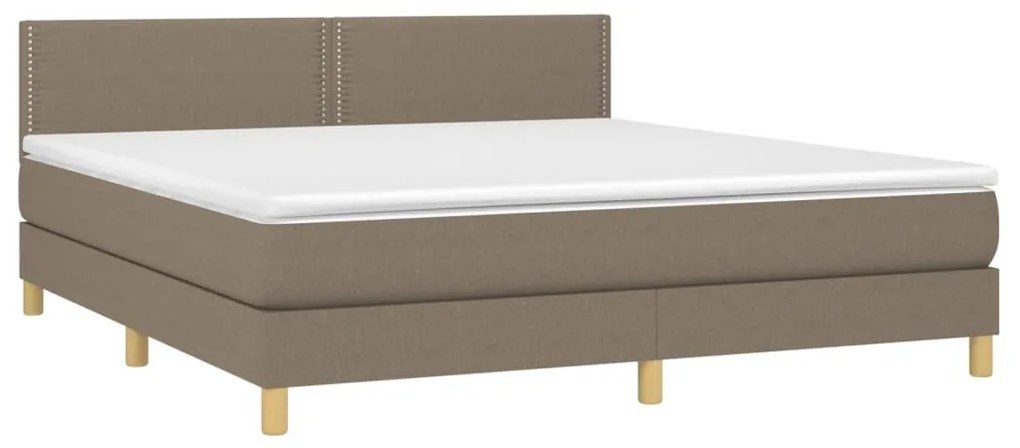 Κρεβάτι Boxspring με Στρώμα &amp; LED Taupe 160x200 εκ. Υφασμάτινο - Μπεζ-Γκρι