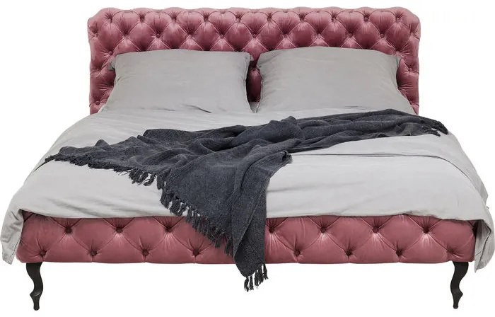 Κρεβάτι Desire Velvet Βελούδο Ροζ 160x200εκ./ 177x228x100εκ - Ροζ