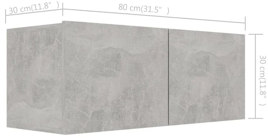 Έπιπλα Τηλεόρασης 4 τεμ. Γκρι Σκυρ. 80x30x30εκ. από Επεξ. Ξύλο - Γκρι