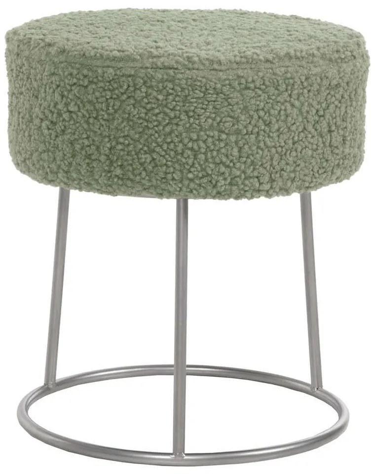 Σκαμπό Karlo HM8411.27 Φ35x41cm Με Ασημί Βάση &amp; Μπουκλέ Ύφασμα Mint Metal, Fabric
