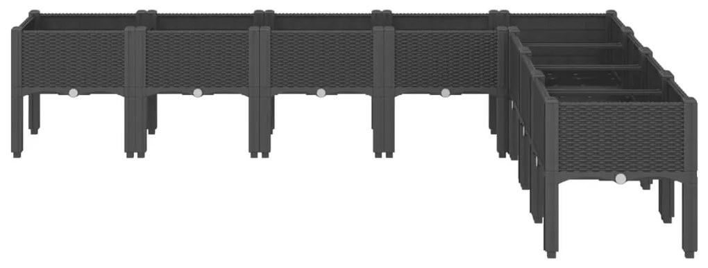 vidaXL Ζαρντινιέρα Κήπου με Πόδια Μαύρη 200x160x42 εκ. Πολυπροπυλένιο