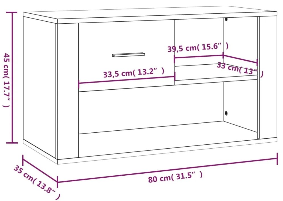 Παπουτσοθήκη Καπνιστή Δρυς 80x35x45 εκ. από Επεξεργασμένο Ξύλο - Καφέ