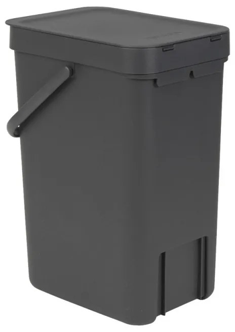 Κάδος διαχωρισμού απορριμμάτων Brabantia Sort&Go 647670, 12 l, Χειρολαβή, Επιτοίχιος, Σκούρο γκρι