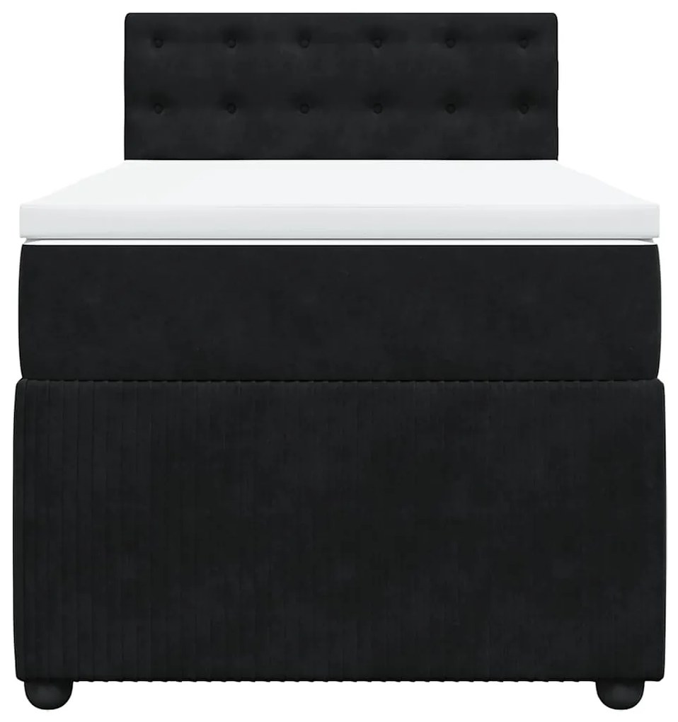 vidaXL Κρεβάτι Boxspring με Στρώμα Μαύρο 100x200 εκ. Βελούδινο