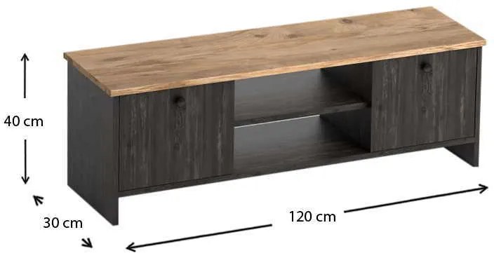 Έπιπλο τηλεόρασης Cube Megapap μελαμίνης χρώμα pine - industrial grey 120x30x40εκ.