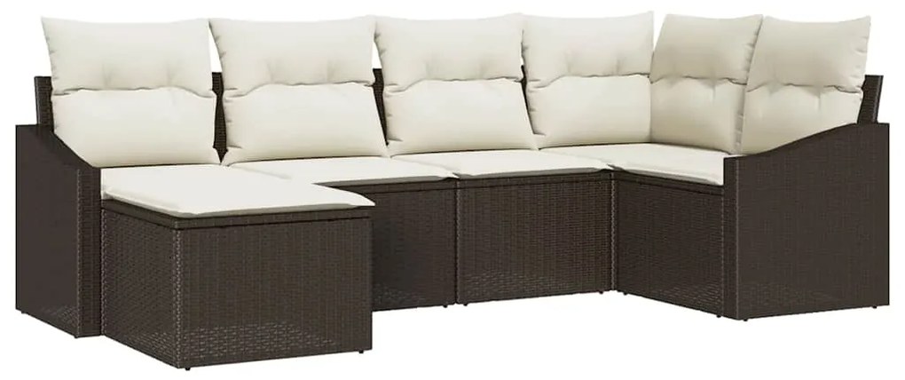 vidaXL Σέτ φαγητού για κήπο με μαξιλάρι 6 pcs Καφέ και Κρέμα