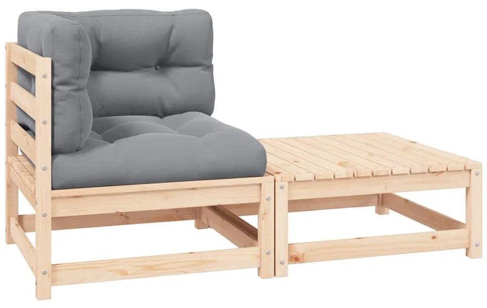 vidaXL Σαλόνι Κήπου Σετ 2 Τεμαχίων από Μασίφ Ξύλο Πεύκου &amp; Μαξιλάρια