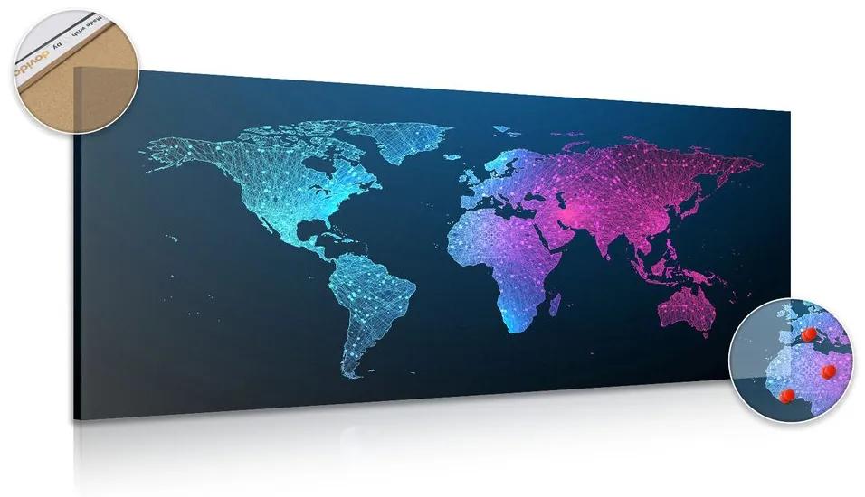 Εικόνα στον παγκόσμιο χάρτη νύχτας φελλού - 120x60  peg