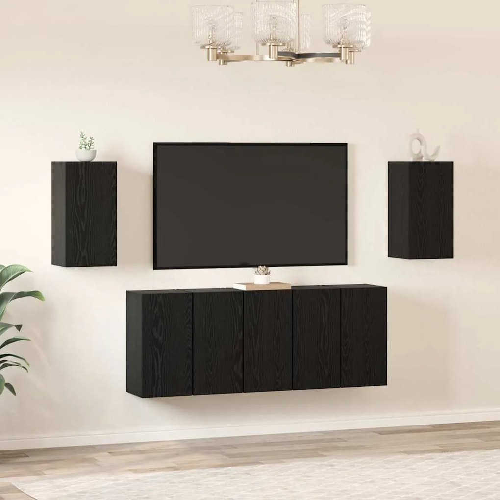 vidaXL Σετ επίπλου τηλεόρασης 7 pcs Μαύρη δρυς 30.5 x 30 x 60 εκ.
