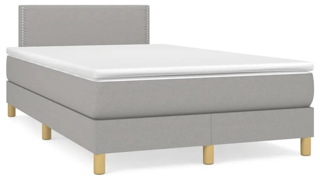 Κρεβάτι Boxspring με Στρώμα Ανοιχτό Γκρι 120x200 εκ. Υφασμάτινο - Γκρι