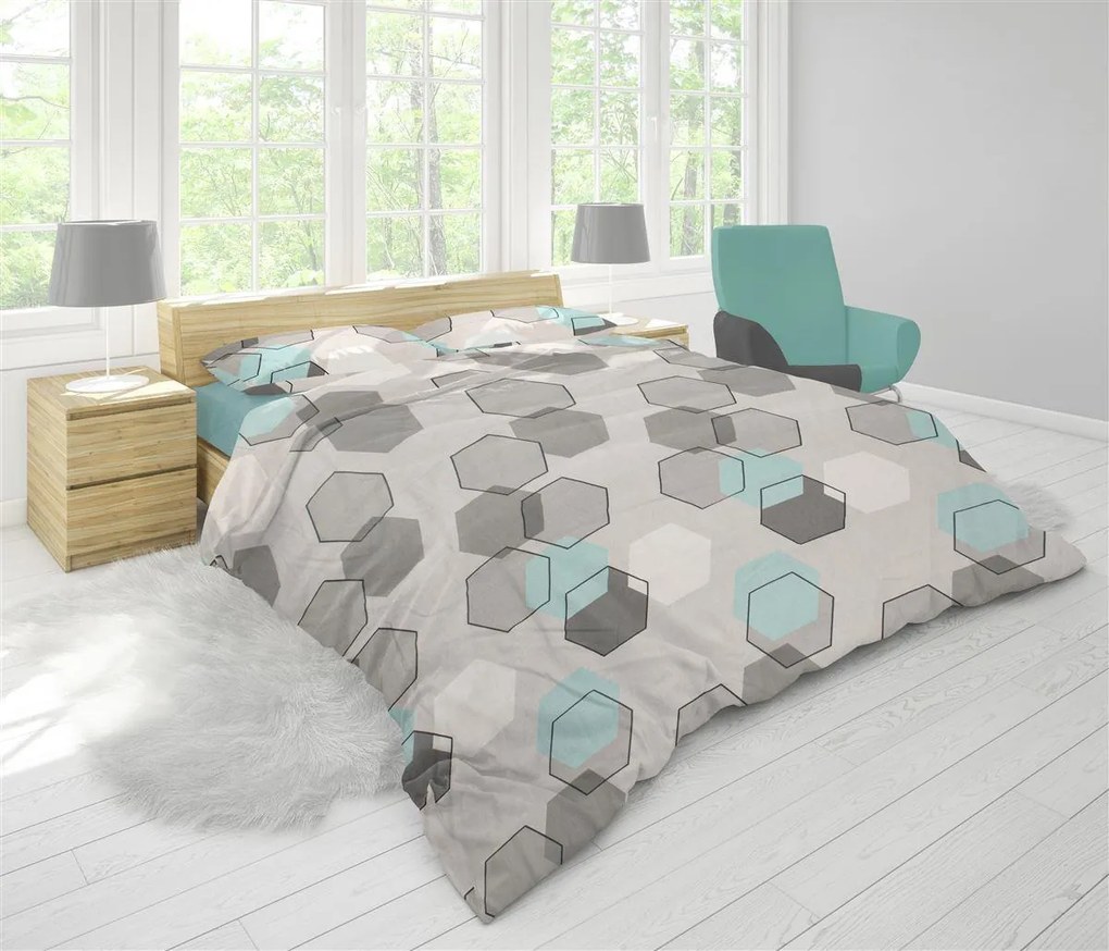 Πάπλωμα Polycotton Υπέρδιπλο 220x240εκ. Hexagon 395 Grey Dimcol