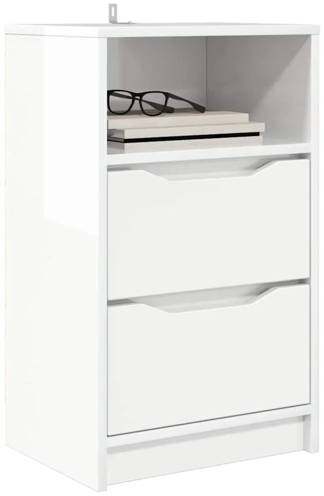 vidaXL Κομοδίνο με συρτάρι Υψηλής γυαλάδας λευκό 40 x 30 x 467 εκ