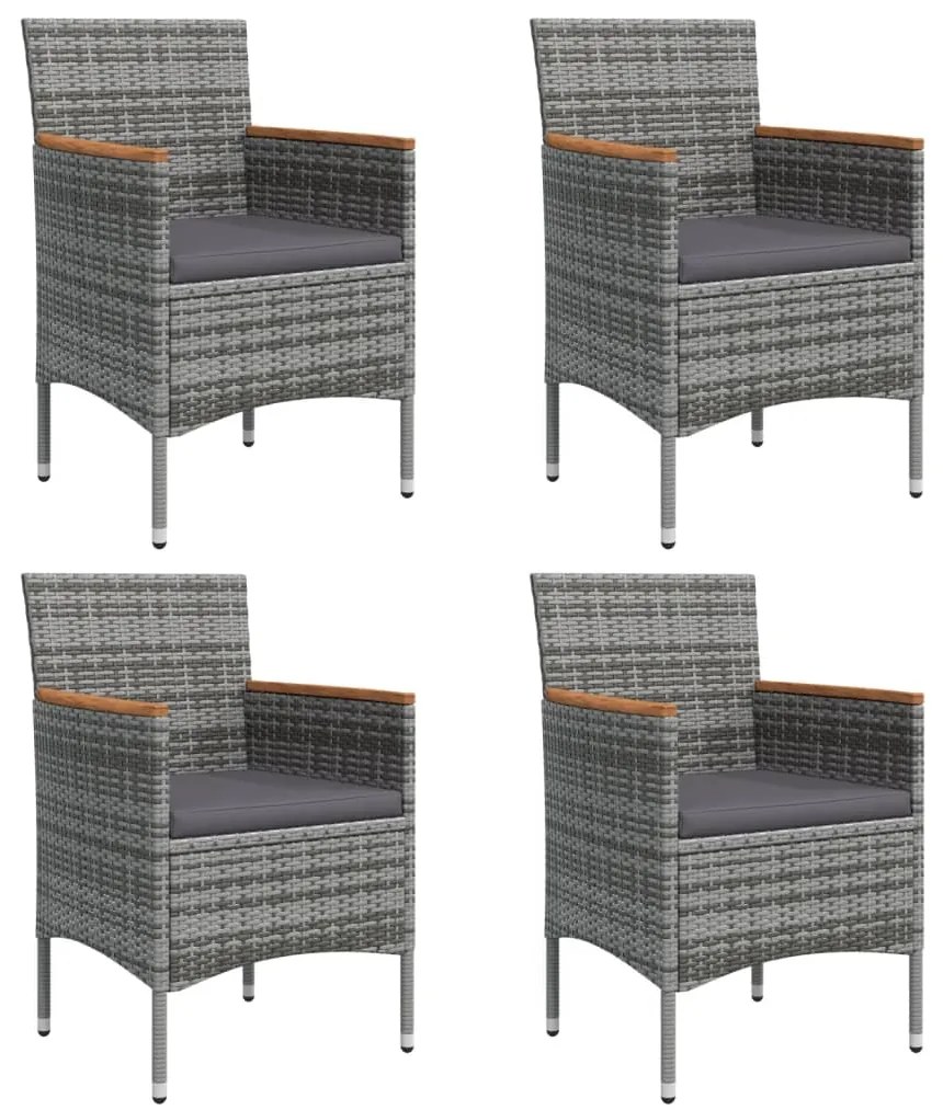 vidaXL Σετ Τραπεζαρίας Κήπου 5 Τεμαχίων Γκρι / Μαύρο με Μαξιλάρια