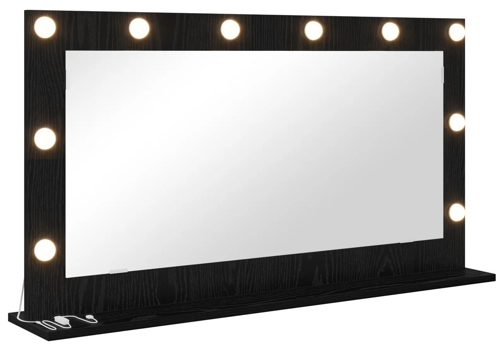 vidaXL Καθρέφτης με LED Φώτα  Μαύρη Δρυς 100x55x18 εκ