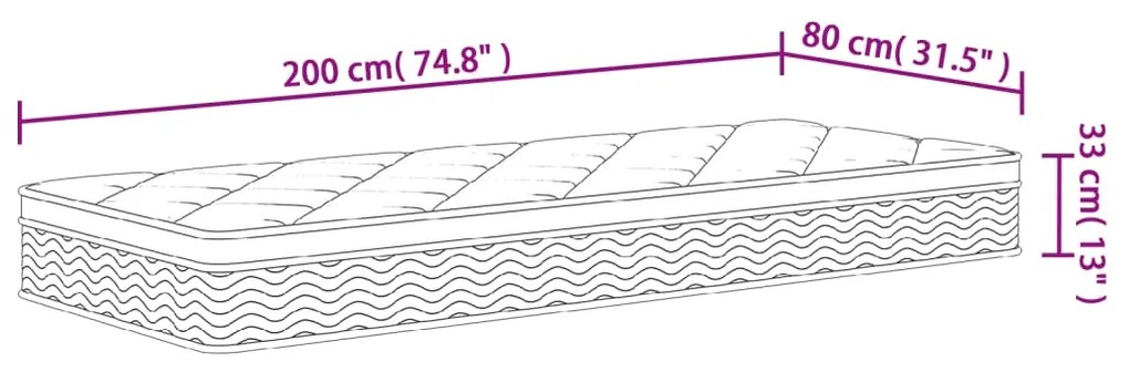 Στρώμα με Pocket Springs Μεσαία Plus Σκληρότητα 80x200 εκ. - Λευκό