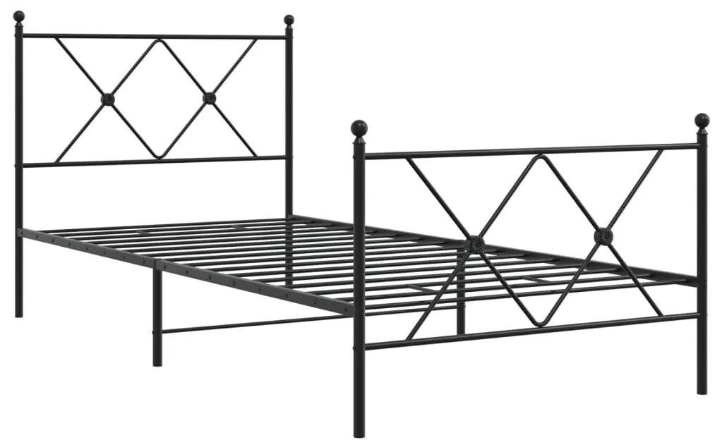 vidaXL Πλαίσιο Κρεβατιού με Κεφαλάρι&Ποδαρικό Μαύρο 90x200 εκ. Μέταλλο