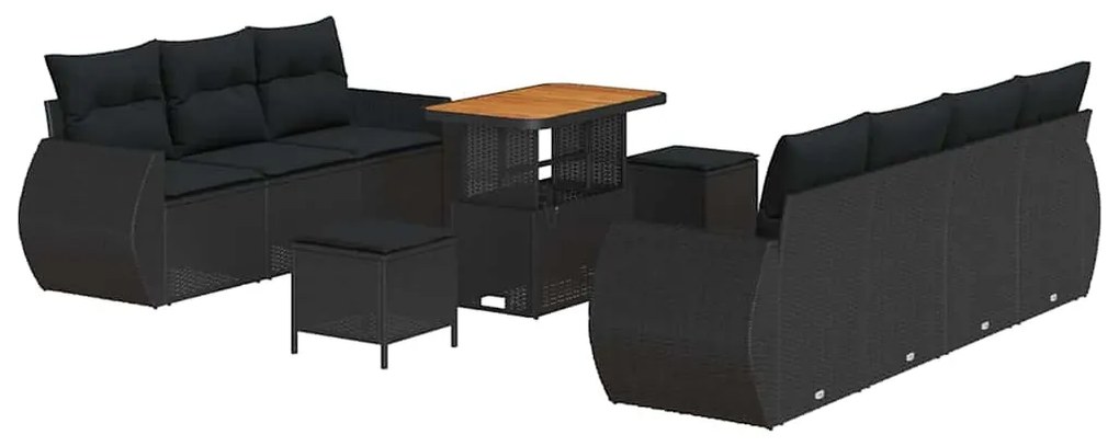 vidaXL Σετ Καναπέ Κήπου 10 pcs Μαύρο συνθετικό ρατάν