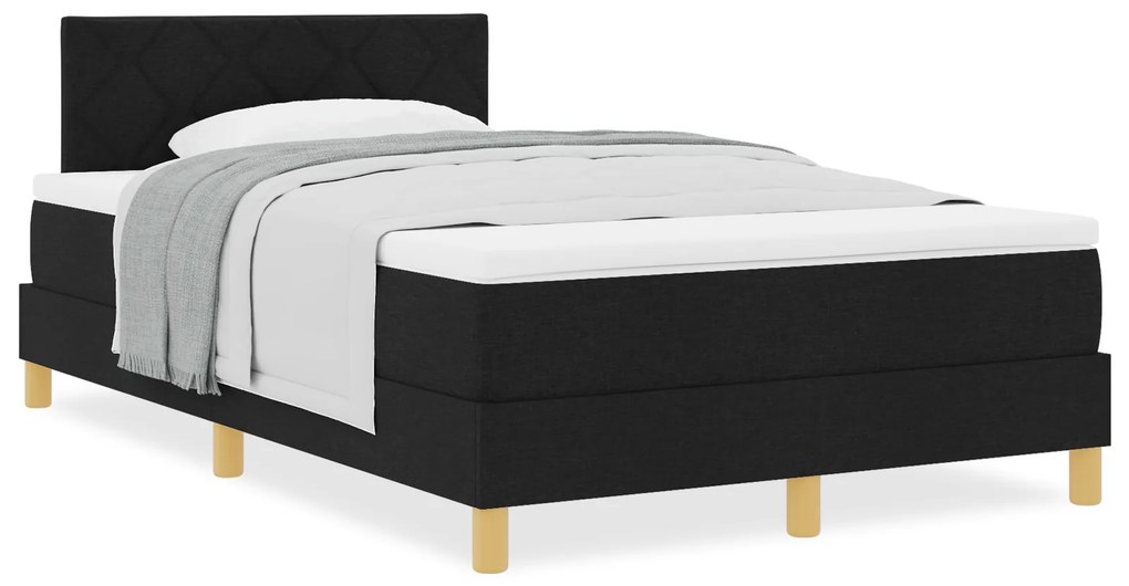 vidaXL Κρεβάτι Box Spring με Στρώμα Μαύρο 120x200 εκ. Ύφασμα