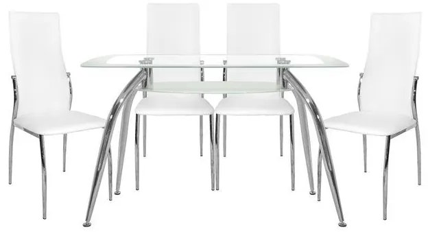 Σετ τραπεζαρίας C10060.01 5τμχ με Τραπέζι NORRIS 120x75x75εκ. & Καρέκλες KIM Λευκές
