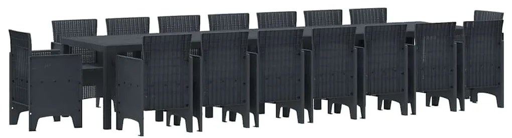 vidaXL Σέτ φαγητού για κήπο 17 pcs Ανθρακί Rattan Polt