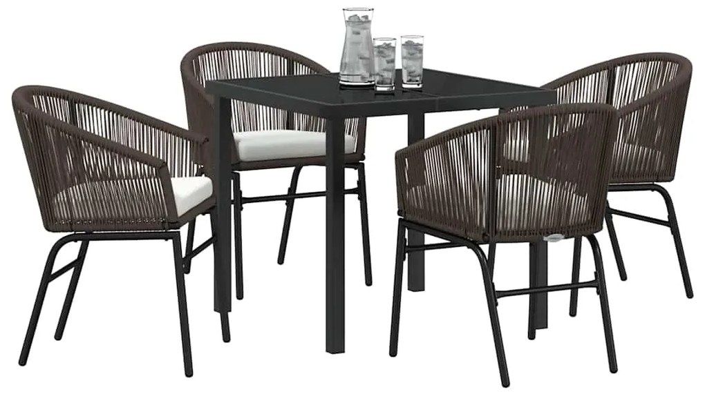 vidaXL Σέτ φαγητού για κήπο 5 pcs Καφέ Πολυ ράταν