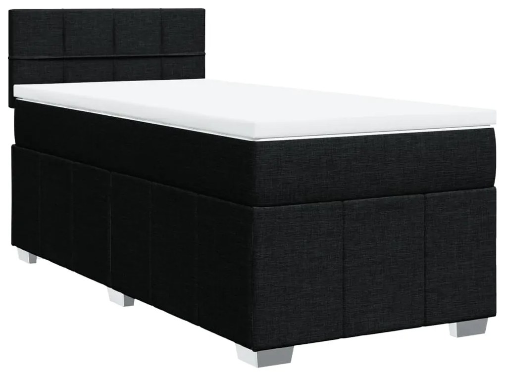 vidaXL Κρεβάτι Boxspring με Στρώμα Μαύρο 90x190 εκ.Υφασμάτινο