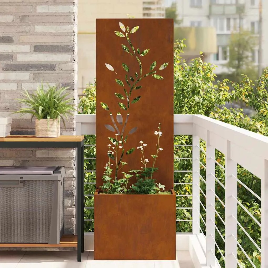 vidaXL Γλάστρα Κήπου με Διακοσμητική Πάνελ Σκ rusty 50 x 140 cm